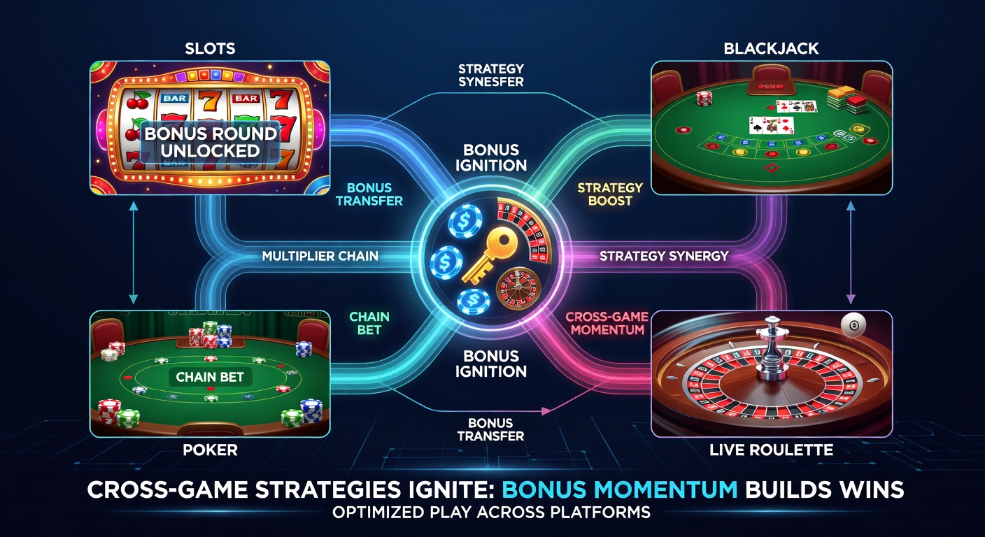 Screenshot of an online casino dashboard displaying bonus progress bars linking slots, table games, and sportsbook sections