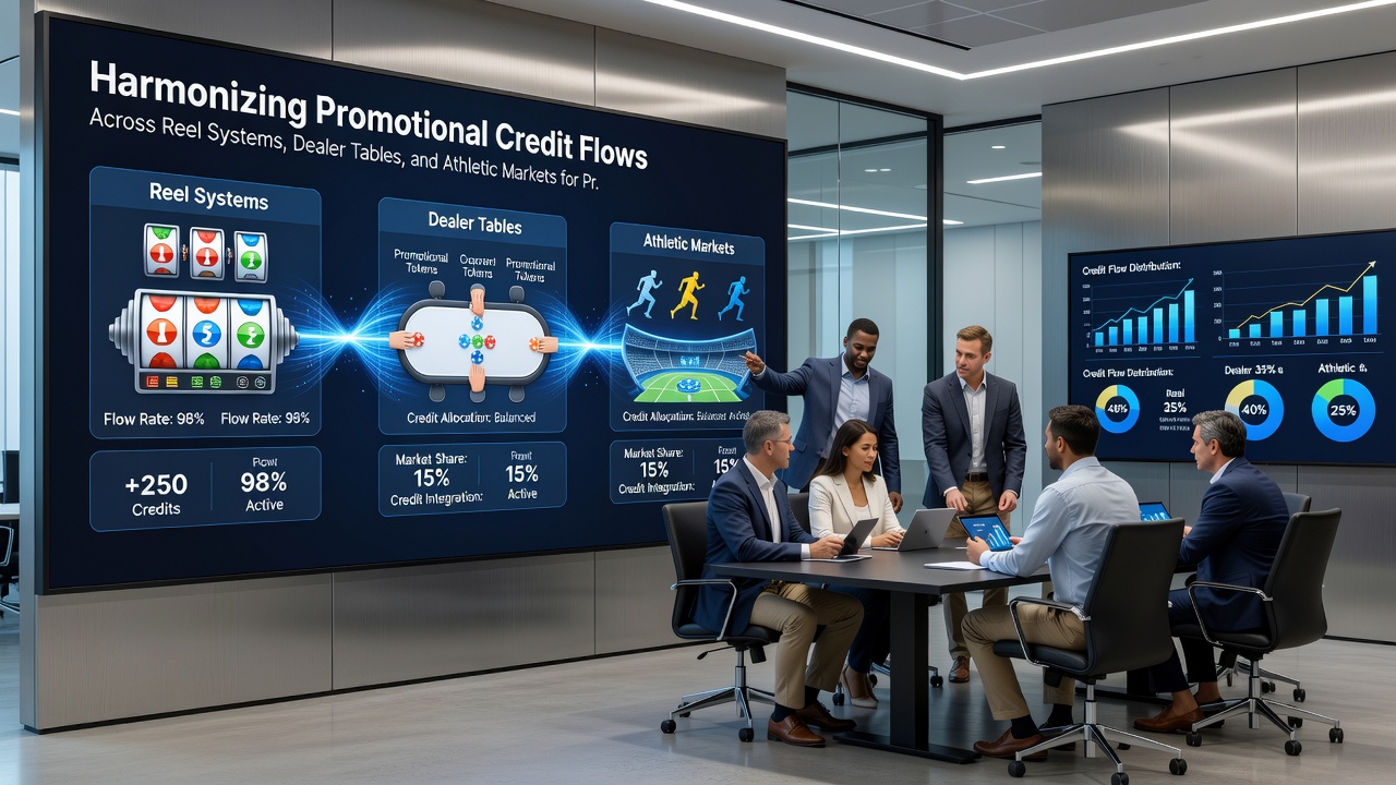 Digital dashboard displaying synchronized promotional credit balances across slot, table, and sports interfaces