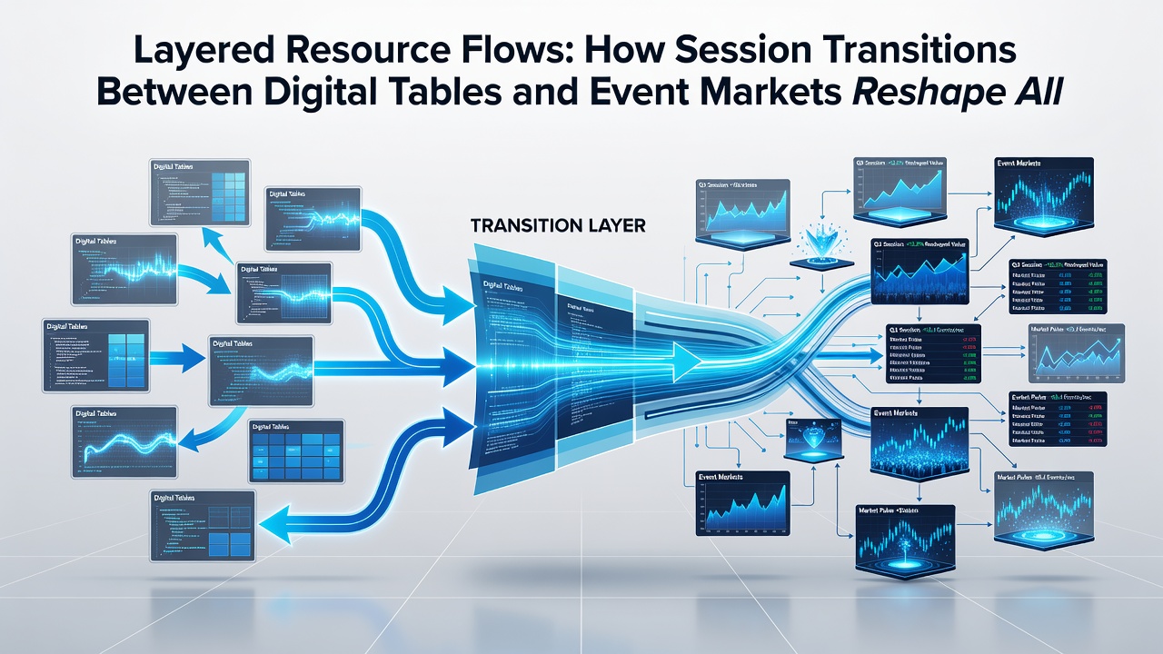 Data visualization of allocation pattern changes during session transitions between digital tables and event markets