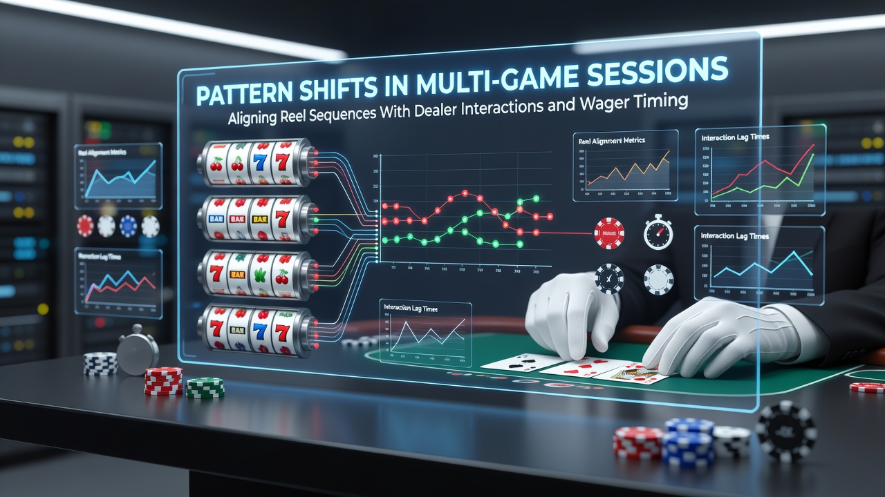 Visual representation of slot reel sequences aligned with live dealer table interactions and timed wagers