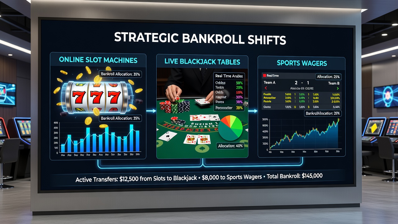 Dashboard view showing allocation sliders for bonus credits across gaming verticals