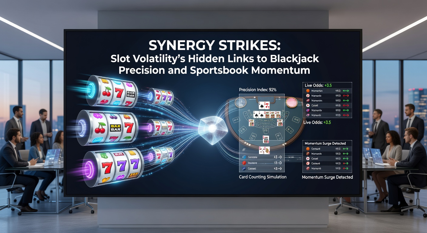 Infographic connecting slot volatility waves to blackjack decision trees and sportsbook streak graphs