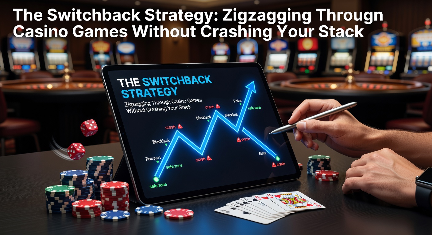 Casino player at a table switching between blackjack and slots, illustrating the zigzag movement of the Switchback Strategy
