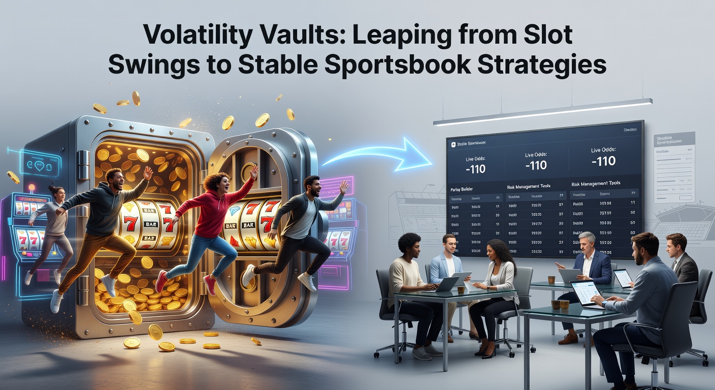 Infographic depicting bankroll flow from volatile slot wins into structured sportsbook allocations with growth arrows
